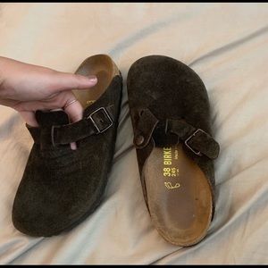 Birkenstock’s dark brown mules